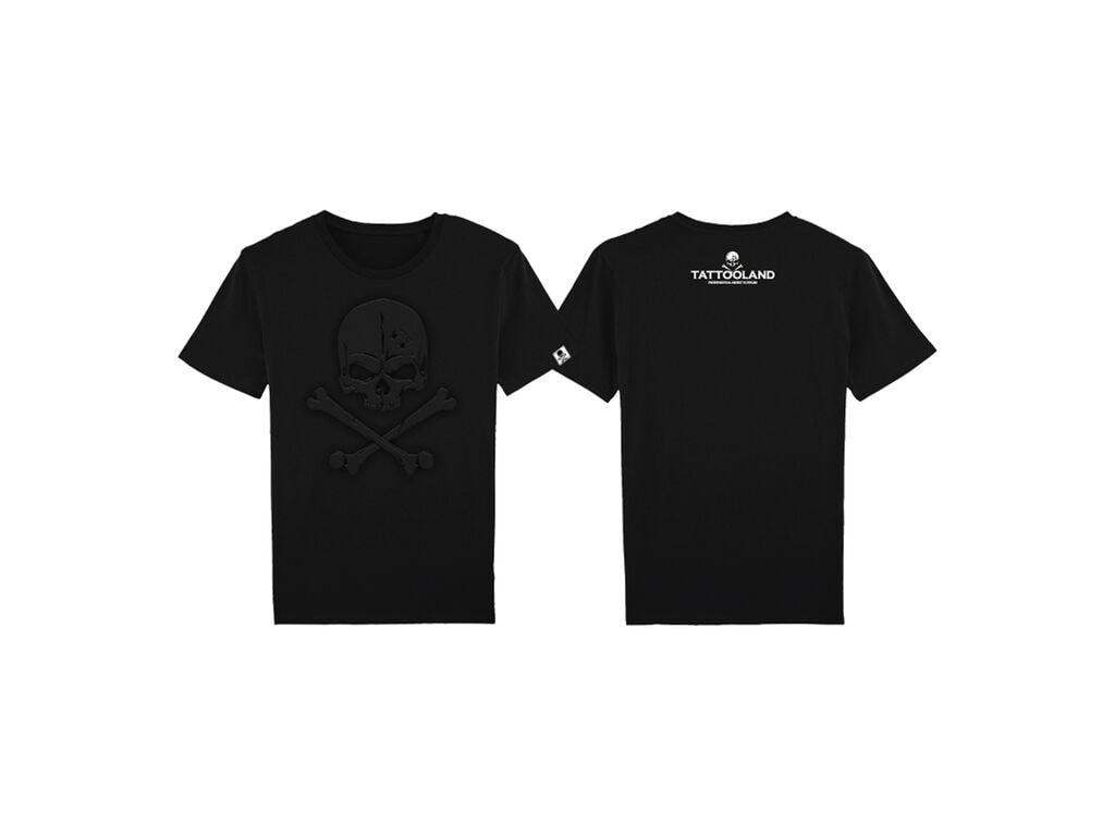 Tattooland - T-shirt - Black on Black Skull (Small)
