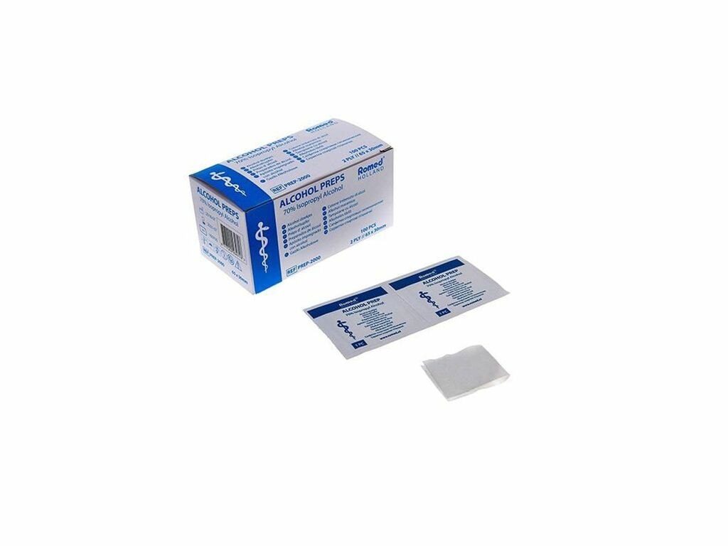 Romed - Lingettes d'Alcool pour Préparation - Boîte de 100