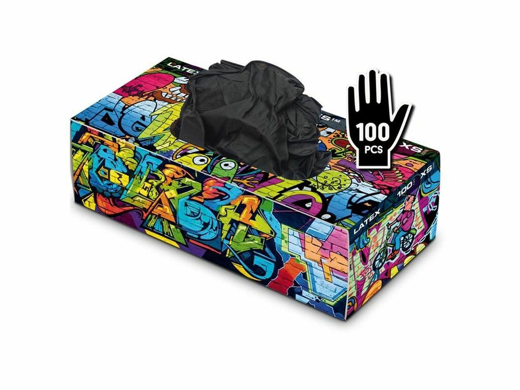 Graffiti Gloves - Nitril Handschoenen - Zwart - Doos van 100 (X-Small)