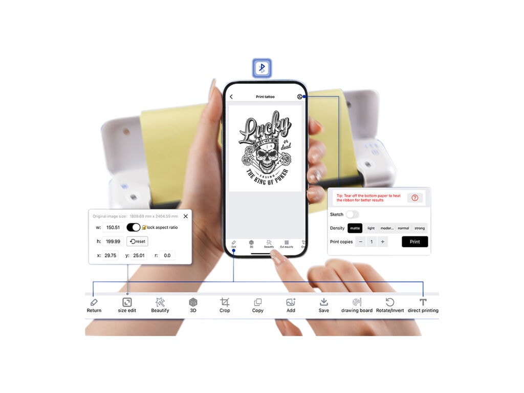 Dragonhawk - Mast - Kabellose Bluetooth Stencil Thermodrucker