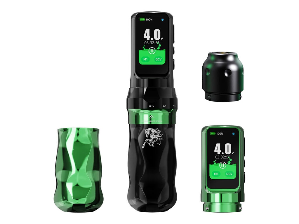 Dragonhawk - Mast Fold Pro - Wireless Tattoo Machine - Year of the Horse - Green