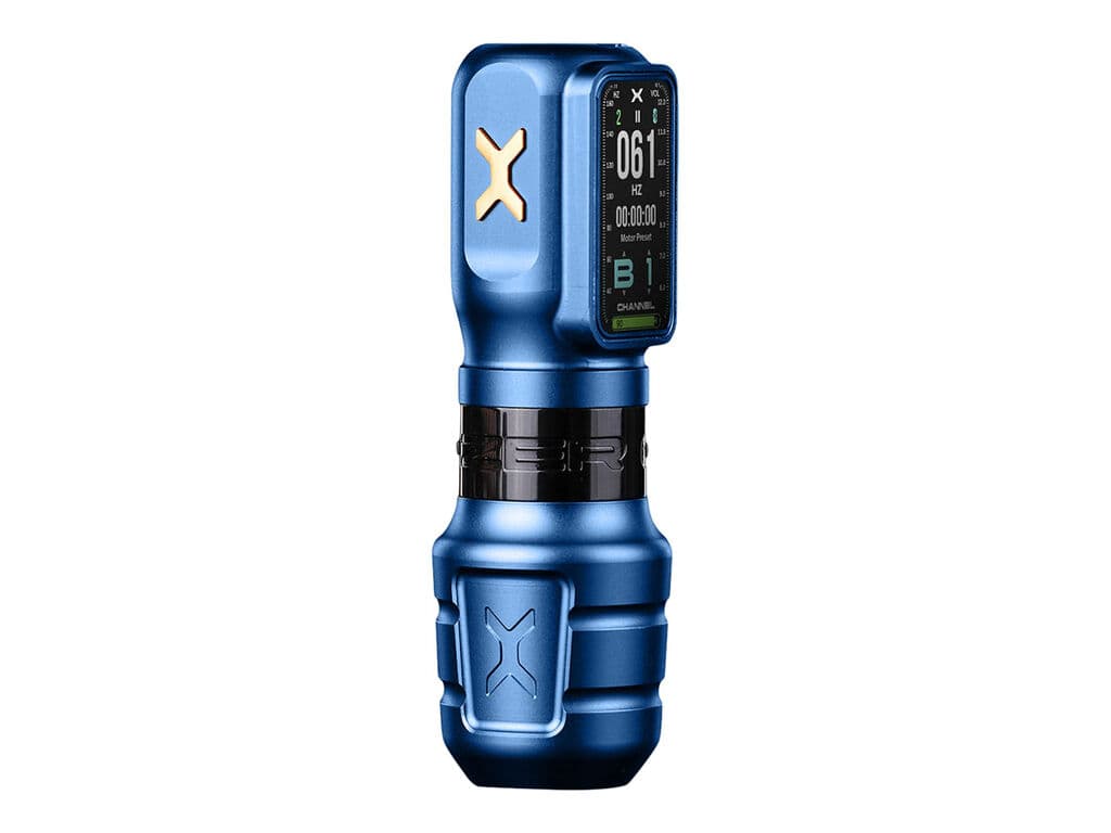 Ozer - X-Channel - Draadloze Tattoo Machine - Combipakket - Blauw