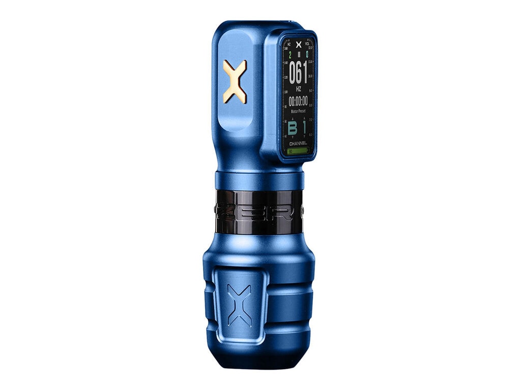 Ozer - X-Channel - Draadloze Tattoo Machine - Combipakket - Blauw