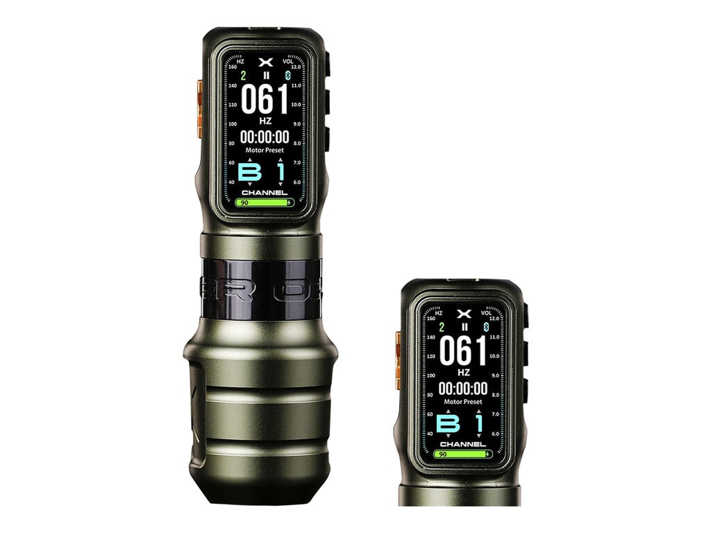 Ozer - X-Channel - Draadloze Tattoo Machine - Combipakket - Groen