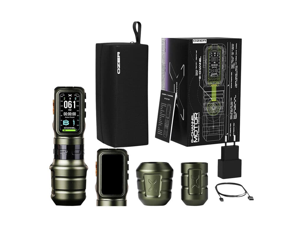 Ozer - X-Channel - Draadloze Tattoo Machine - Combipakket - Groen