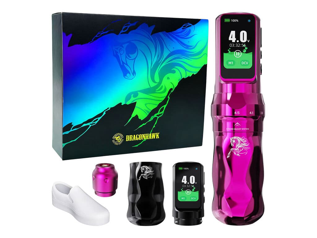 Dragonhawk - Mast Fold Pro - Wireless Tattoo Machine - Year of the Horse - Pink