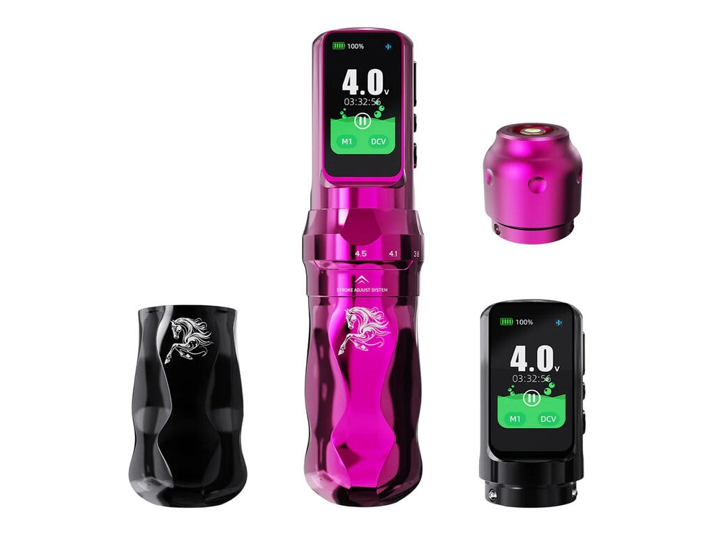 Dragonhawk - Mast Fold Pro - Wireless Tattoo Machine - Year of the Horse - Pink