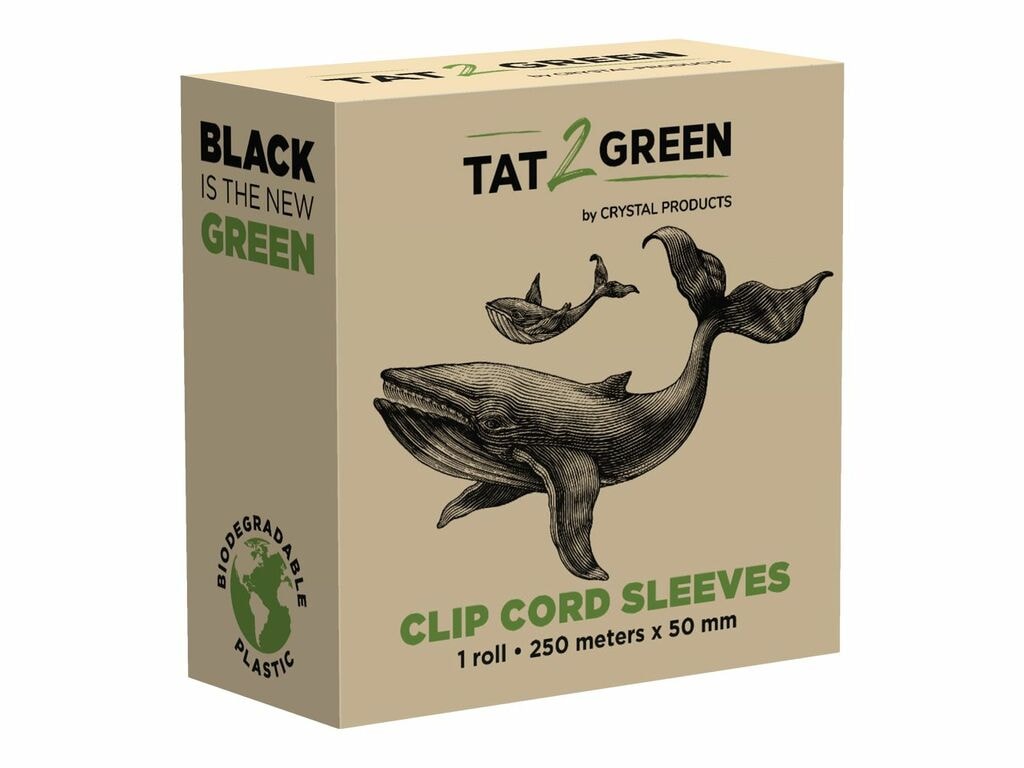 Tat2Green - Clip Cord Hoezen - Op Rol - Zwart - 250 meter x 50 mm
