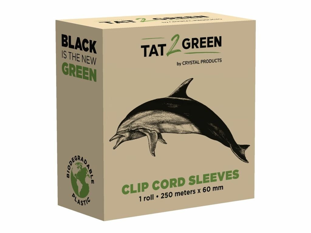 Tat2Green - Protège Clip Cord - Rouleau Non Coupé - Noir - 250 mètres x 60 mm