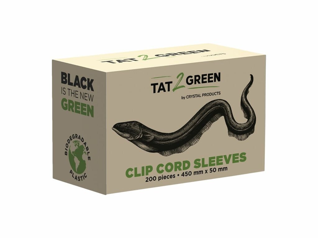 Tat2Green - Clip Cord Hoezen - Zwart - Vaste Maat - 450 mm x 50 mm - Doos van 200