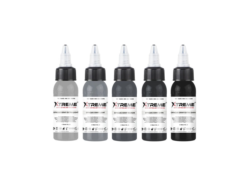 Xtreme Ink - Opaque Grey Colour Set - 5 x 30 ml / 1 oz