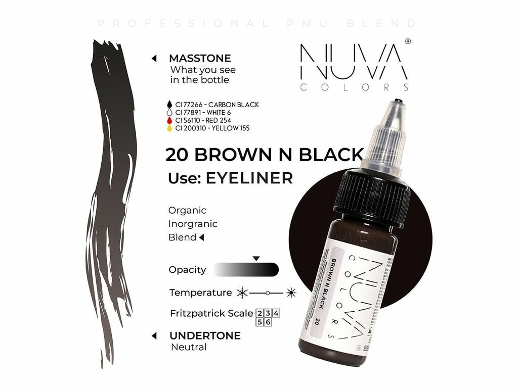 Nuva Colors - Eyeliner - 20 Brown N Black - 15 ml / 0,5 oz