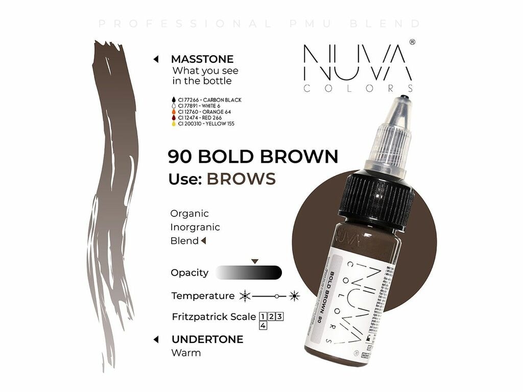 Nuva Colors - Eyebrow - 90 Bold Brown - 15 ml / 0.5 oz