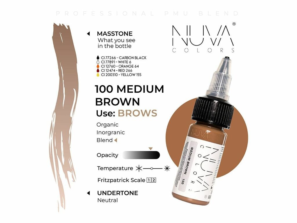 Nuva Colors - Eyebrow - 100 Medium Brown - 15 ml / 0.5 oz