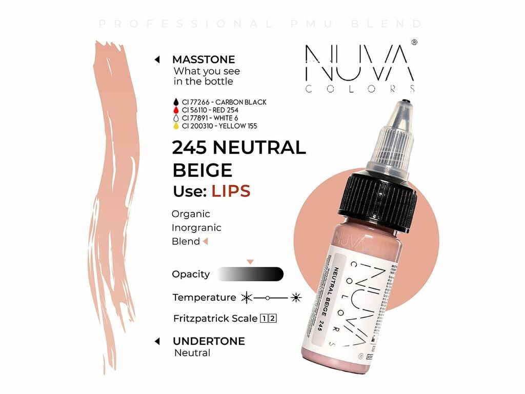 Nuva Colors - Lip - 245 Neutral Beige - 15 ml / 0,5 oz