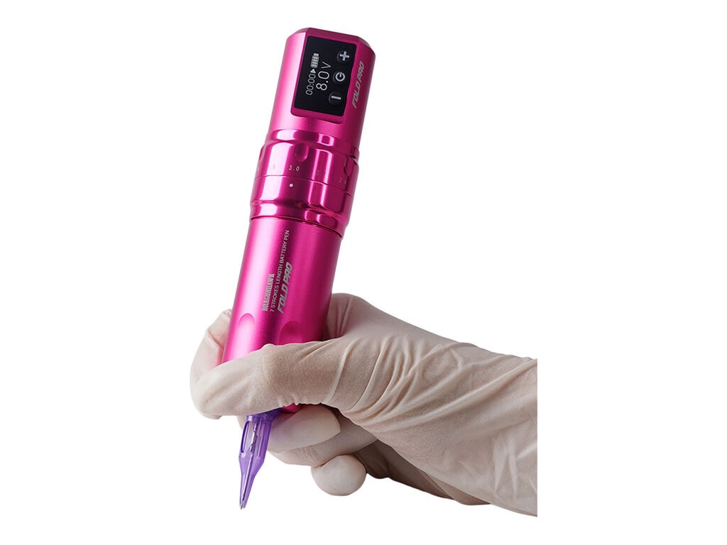 Dragonhawk - Mast Fold Pro - Kabellose Tattoo Maschine - Kombi-Paket - Rosa