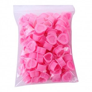 Heart-Shaped Silicone Ink Cups - Pink - Pack of 100