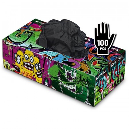Graffiti Handschuhe - Nitril - Schwarz - 100er Box