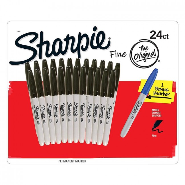 Tattooland  Sharpie Markers - Noir Pointe Fine - Pack de 24 + 1