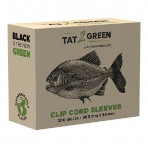 Tat2Green - Clip Cord Sleeves - Pre-Cut - Black - 800 mm x 50 mm - Box of 200